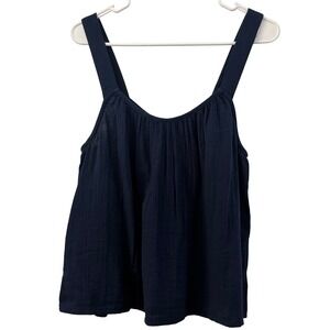 Pact Navy Blue Gauze Tank Top Women's Size Large 100% Organic Cotton Minimalist